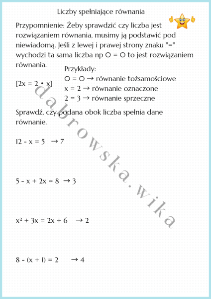 Liczby spełniające równania