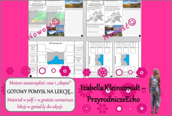 Pomysł na lekcję/karta pracy/stacje zadaniowe/notatki/ materiał do lekcji do tematu „Zróżnicowanie klimatyczne Europy” w pdf. W gratisie niekomercyjny scenariusz lekcji/pomysł na lekcje (2) w programie genial.ly do edycji. Geografia 6. Dział „Środowisko 