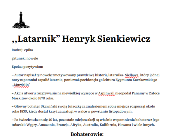 Opracowanie ,,Latarnik"