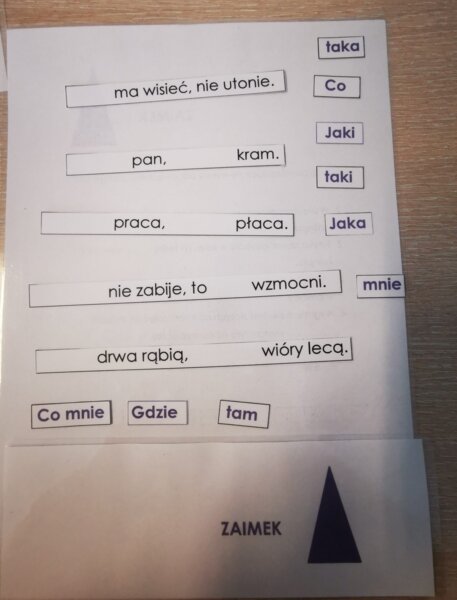 Części mowy - zaimek - ćwiczenia - przysłowia
