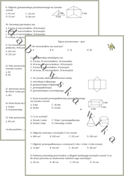 Figury przestrzenne – quiz
