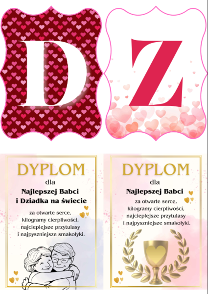 Girlanda + dyplomy na Dzień Babci i Dziadka