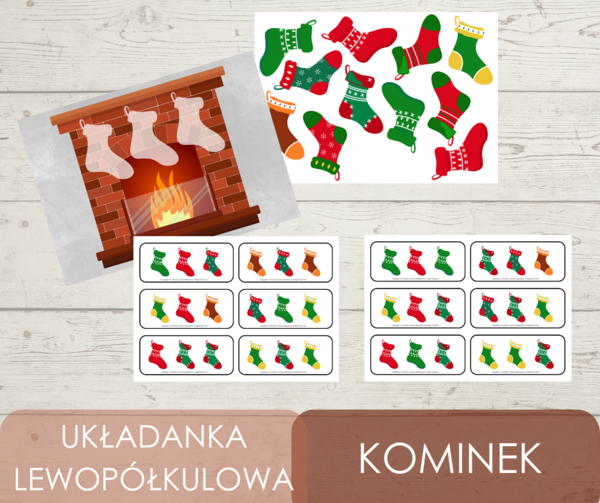 Układanka lewopółkulowa - kominek świąteczny