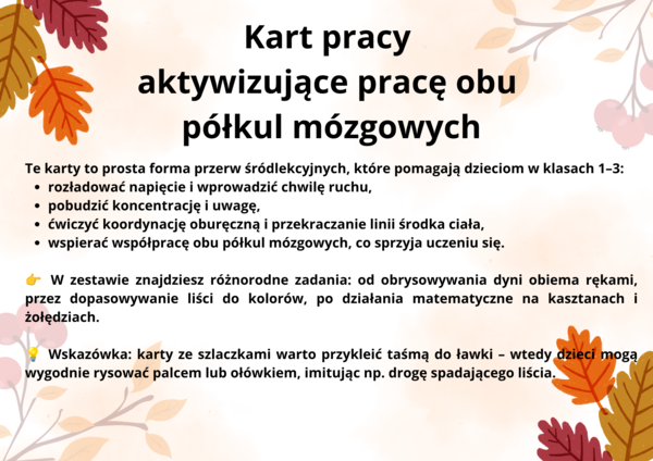Jesienne karty pracy – ćwiczenia oburęczne i koncentracja