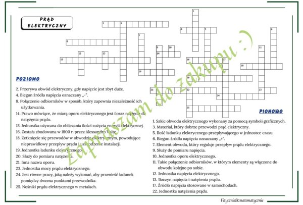Krzyżówka - prąd elektryczny.