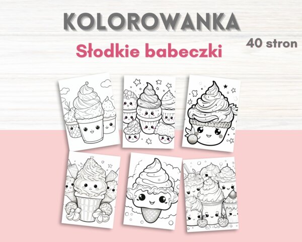 Kolorowanka słodkie babeczki