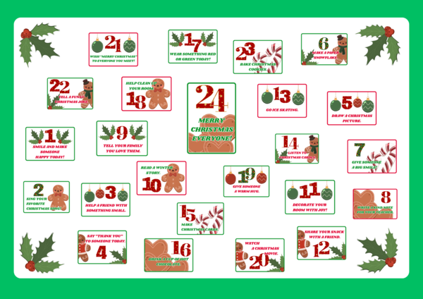 Kalendarz adwentowy w języku angielskim