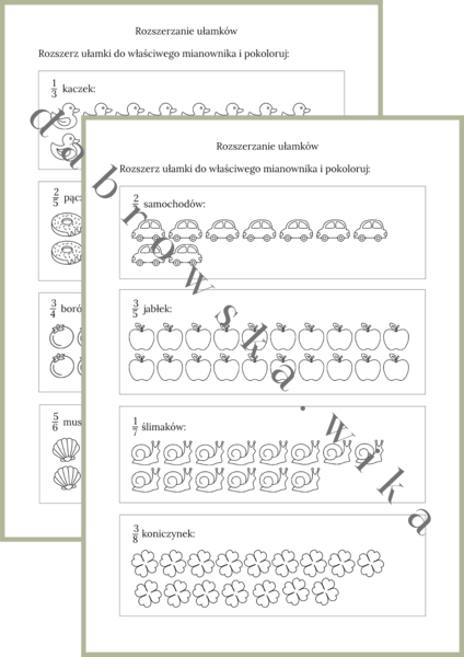 Ułamki - kolorowanie poprzez rozszerzanie