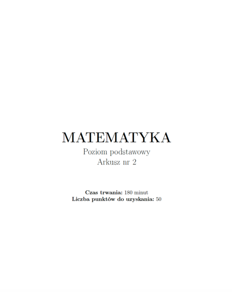 Arkusz maturalny nr 2 z matematyki