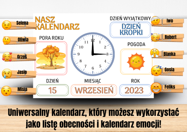 Nasz kalendarz - lista obecności oraz emocje