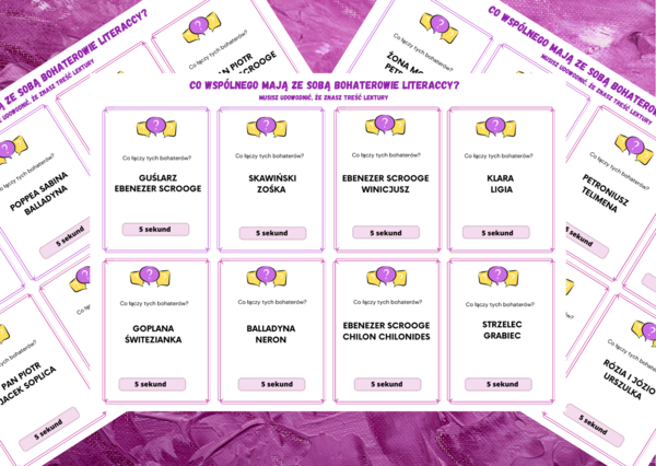 CO WSPÓLNEGO MAJĄ ZE SOBĄ BOHATEROWIE? - – gra „5 sekund” – egzamin – lektury kl.7-8