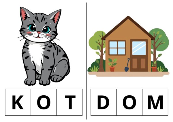 Wyrazy trzyliterowe. Nauka czytania