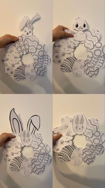 Wielkanocny wieniec z jajek - kolorowanie