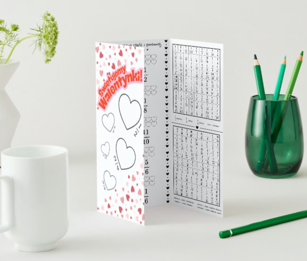 Ułamki na walentynki - wersja od 4 klasy