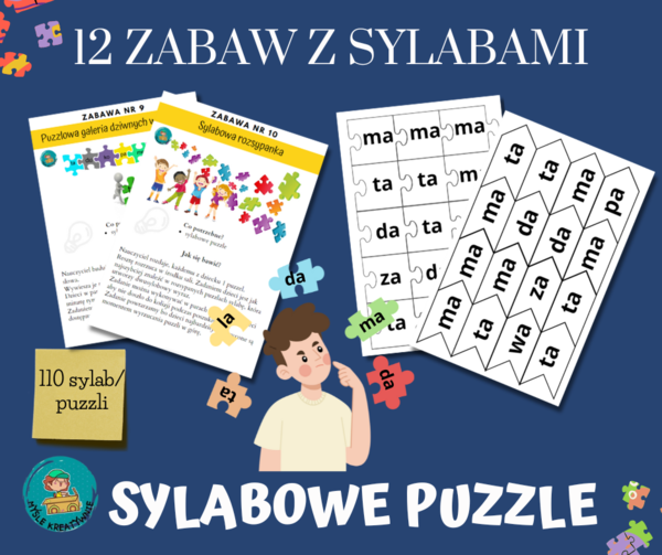 12 SYLABOWYCH ZABAW , SYLABOWE PUZZLE