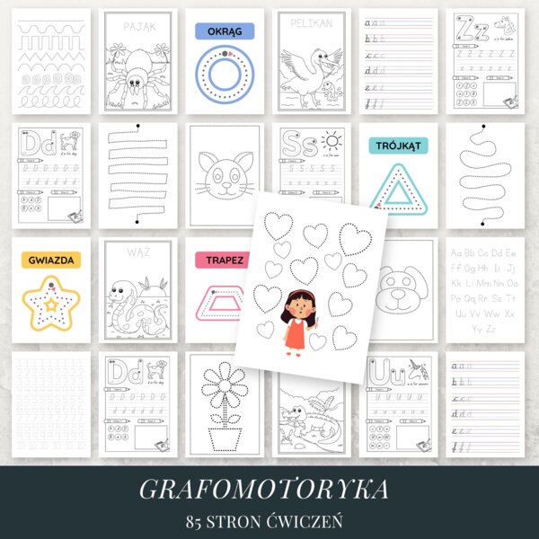 Grafomotoryka - 85 stron ćwiczeń