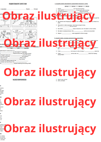 English Class B1 unit 5 test (sprawdzian / praca klasowa)