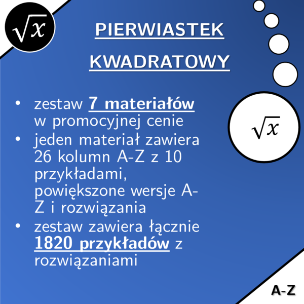 Pierwiastek kwadratowy | matematyka | zestaw promocyjny