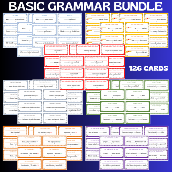BASIC GRAMMAR BUNDLE A1 / 126 CARDS