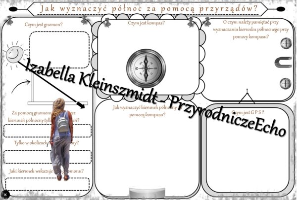 Karta pracy „Jak wyznaczyć północ za pomocą przyrządów?” wykonana w power point do edycji. Przyroda 4, „Badam i poznaję przyrodę” na podstawie wydawnictwa WSiP