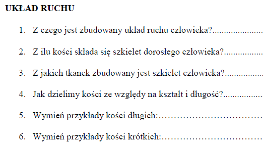 Układ ruchu - karta pracy