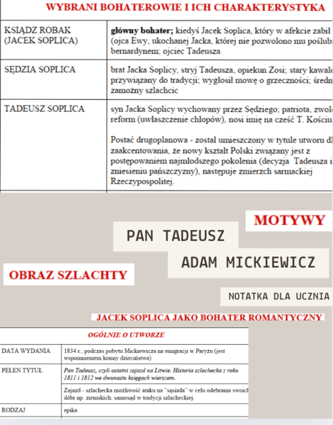 "Pan Tadeusz" - notatka.