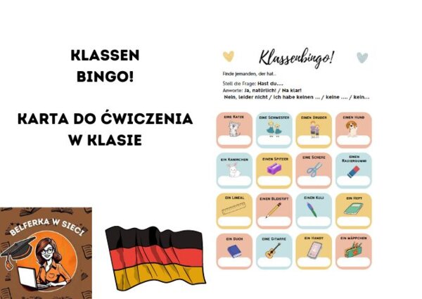 KlassenBingo! - bingo klasowe język niemiecki (Ich habe...)