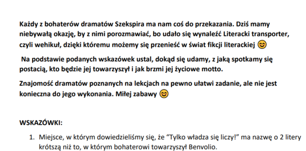 Zagadka logiczna - dramaty Szekspira