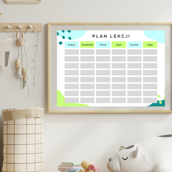 Plan lekcji format A4 Niebieski