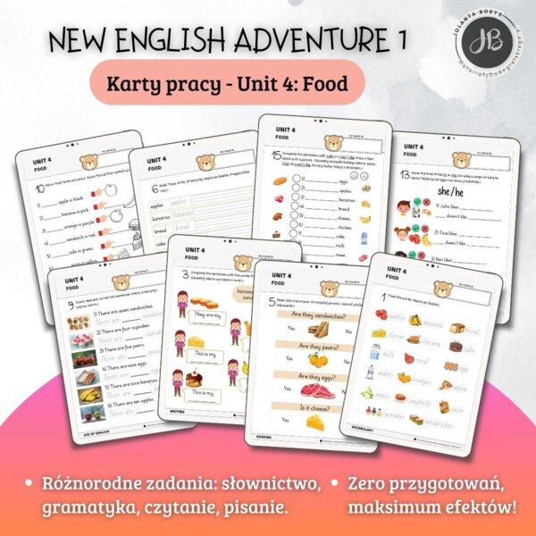 New English Adventure 1 – Unit 4: Food – Karty pracy dla klasy 1