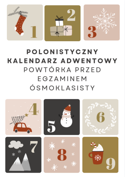 Powtórka przed egzaminem ósmoklasisty z języka polskiego - kalendarz adwentowy