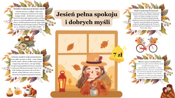 Gazetka „Jesień pełna spokoju i dobrych myśli”|1 duży plakat w komplecie| 27 stron do druku| rozmiar A 4 i mniejszy