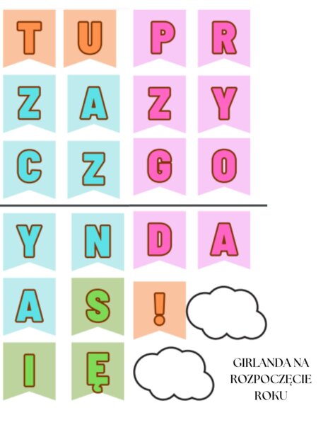 TU ZACZYNA SIĘ PRZYGODA! Girlanda na nowy rok szkolny