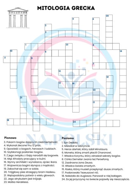 Mitologia grecka - krzyżówka