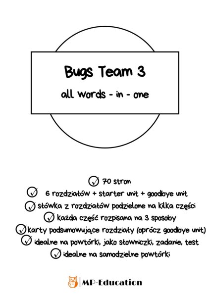 Word list Bugs Team 3 – 70 stron gotowych wklejek ze słownictwem