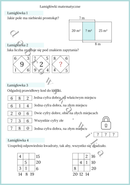Łamigłówki matematyczne