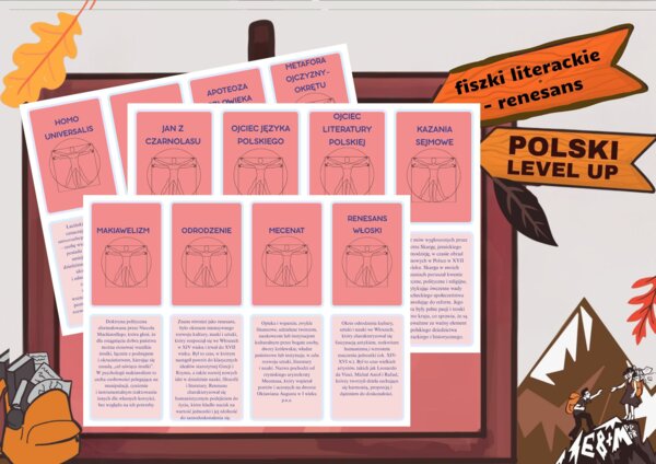 Fiszki literackie_renesans_Polski Level Up