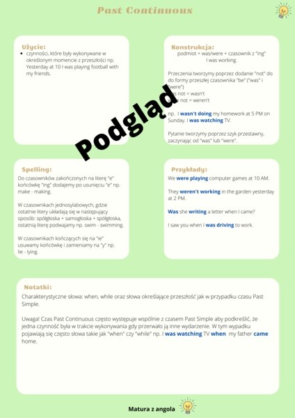 Czasy przeszłe - zestawienie