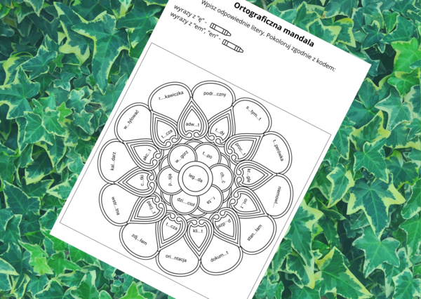 ORTOGRAFICZNA mandala – wyrazy z Ę - EN - EM – ortografia