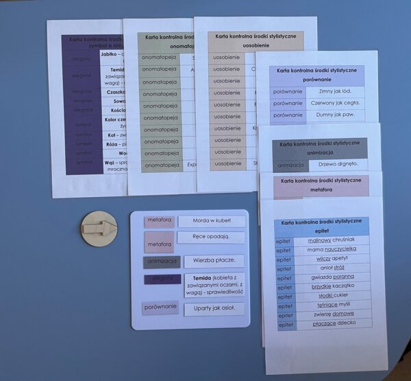 Środki stylistyczne - dopasowanie - tabela