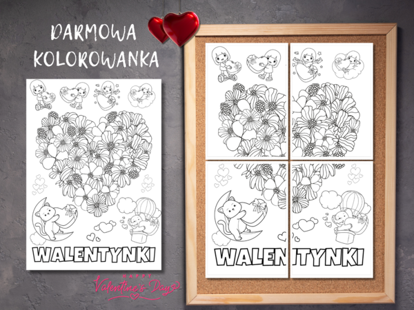 DARMOWA KOLOROWANKA WALENTYNKOWA