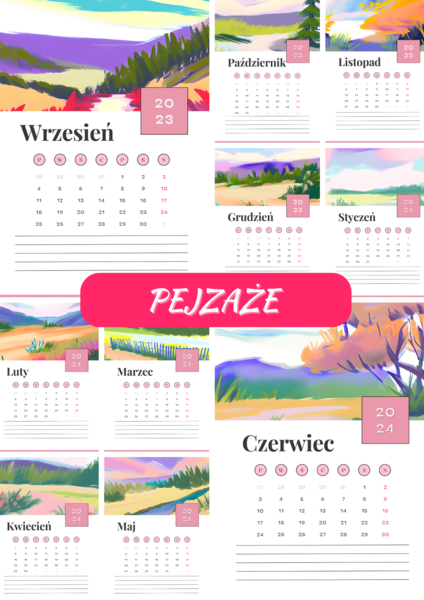 kalendarz na rok szkolny 2023/2024 - pejzaże