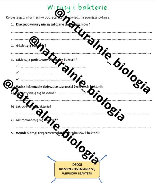 Wirusy i bakterie - karta do pracy z tekstem