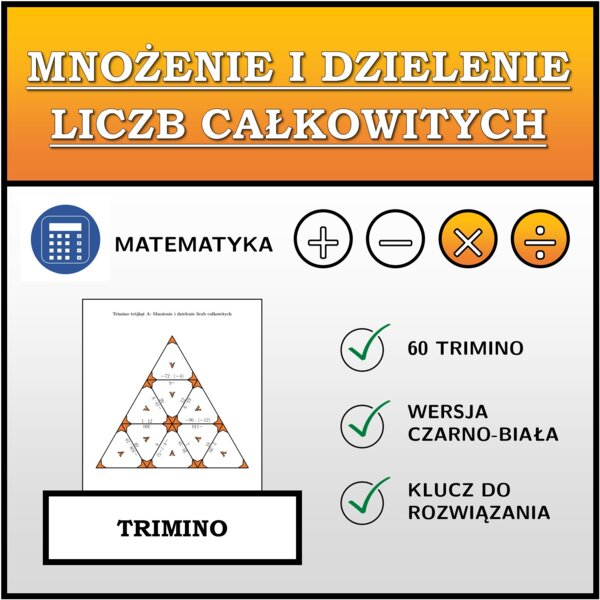 Trimino - Mnożenie i dzielenie liczb całkowitych | matematyka