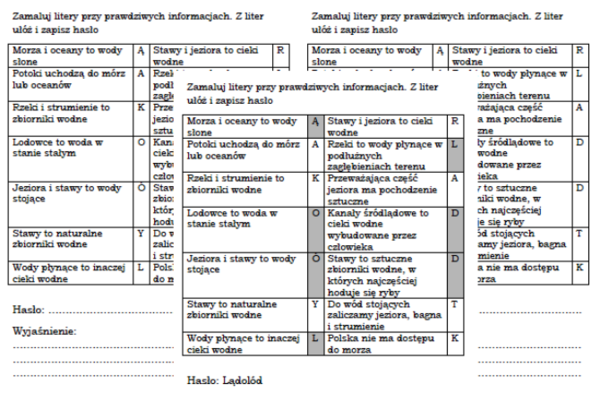 Wody słodkie i słone - łamigłówka dla klasy 4