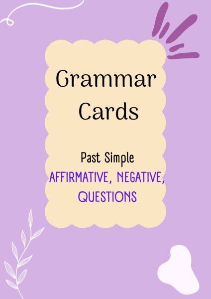 Past Simple/ Karty do mówienia/ Mówienie/ Speaking/ Zestaw/ Pakiet/ Klasy 4-8/ Klasy 4-6/ Klasy 6-8/ SP/ Warm-up/ Rozgrzewka/ Speaking cards/ Gramatyka/ Grammar/ Speaking cards grammar/ Grammar cards/ E8