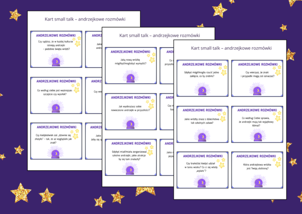🔮ANDRZEJKI - Karty small talk w andrzejkowym klimacie – 54 pytania do rozmów, integracji i zabawy - TUS - biblioteka - zajęcia z wychowawcą - język polski