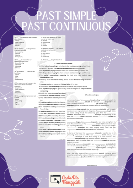 Nowa karta pracy: Past Simple & Past Continuous – Practice Pack (A2+/B1)