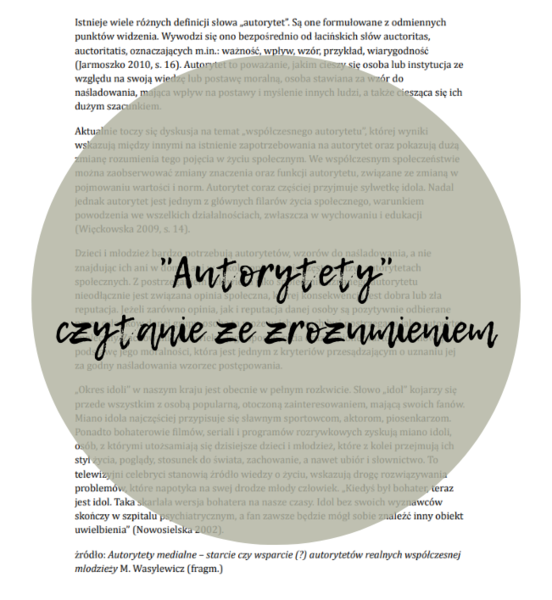 "Autorytety" czytanie ze zrozumieniem