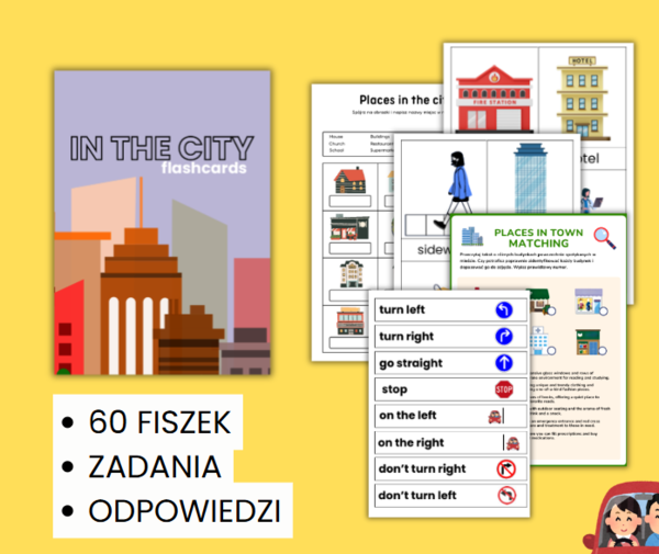 FISZKI MIASTO PO ANGIELSKU, FLASHCARDS CITY
